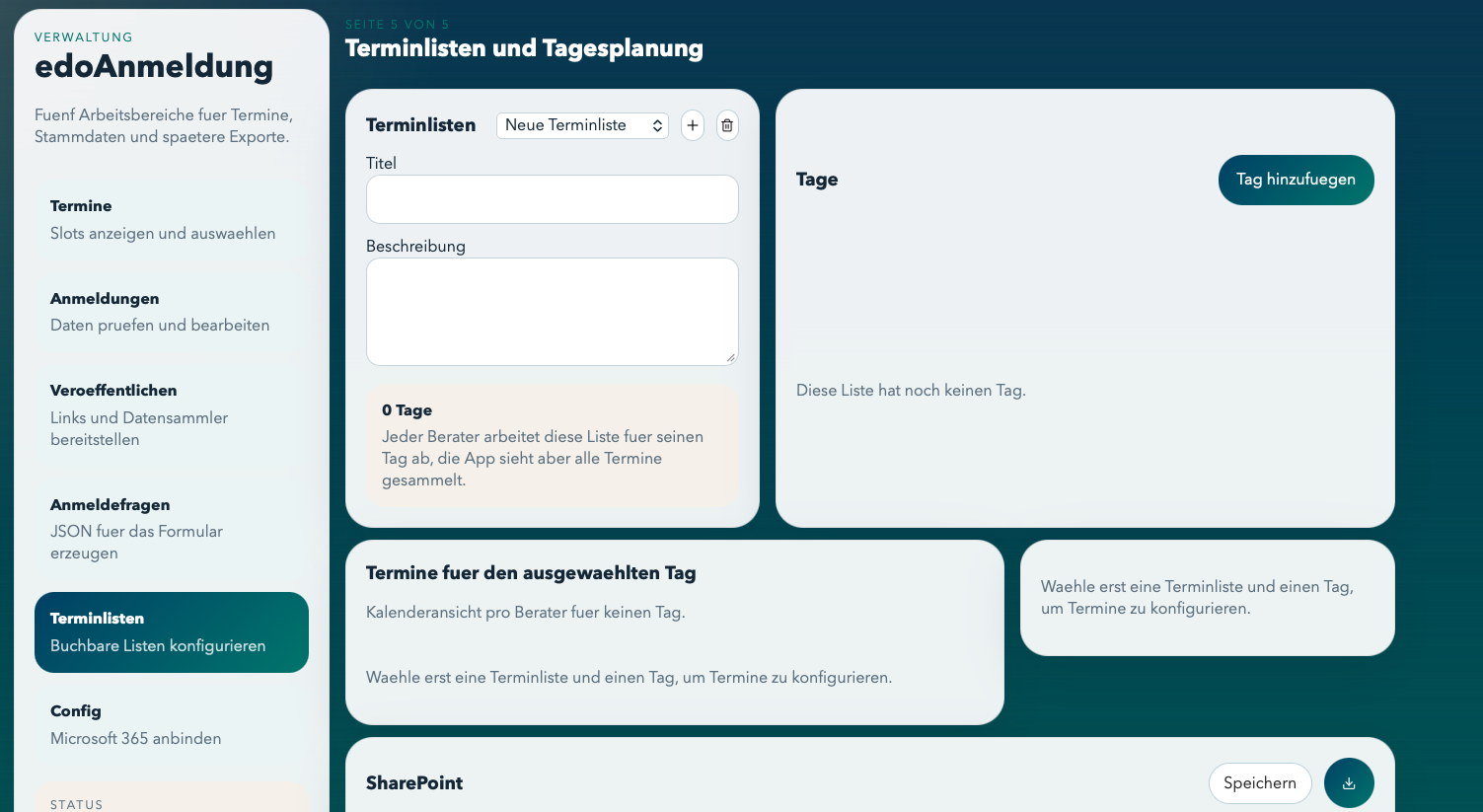 Projektvorschau Anmeldung